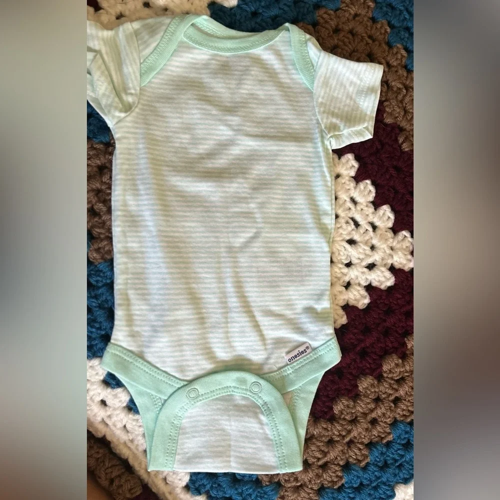 Mint Green Striped Kids One Piece